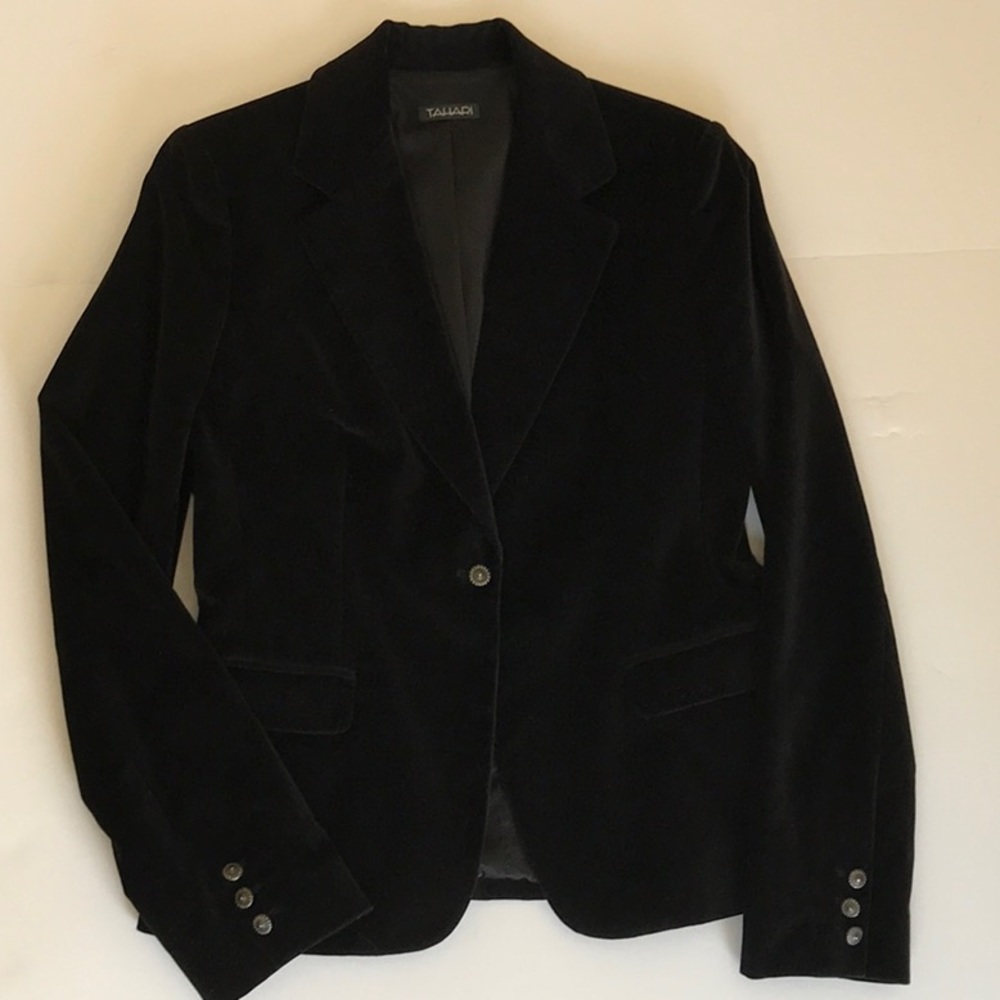 Tahari Black cotton velvet blazer